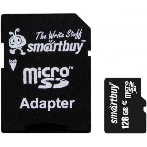 Карта памяти microSDXC 128GbSmartBuy Class 10 + адаптер (SB128GBSDCL10-01)