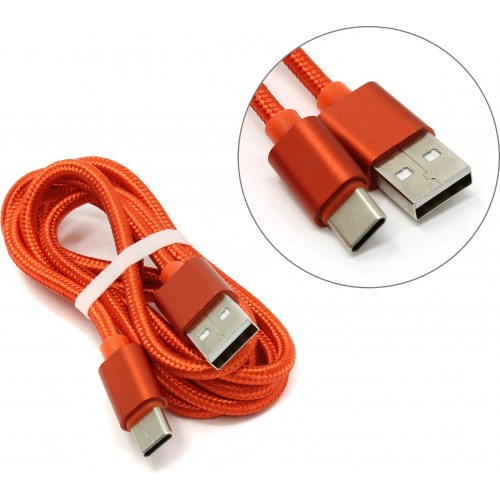 Кабель USB AM-USB C, 1.0m Jet.A JA-DC31, QC3.0, 2A, шелк. красн. оплетка