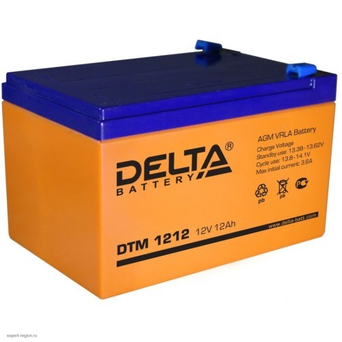 Аккумулятор свинцово-кислотный Delta  DTM 1212 (12 A\ч, 12В) Срок службы DTM - 6 лет