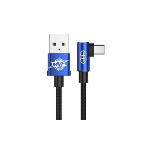 Кабель USB AM-microB 5pin, 1.0m Baseus CATMVP-A03, QC3.0, угловой, нейлон.оплетка синий