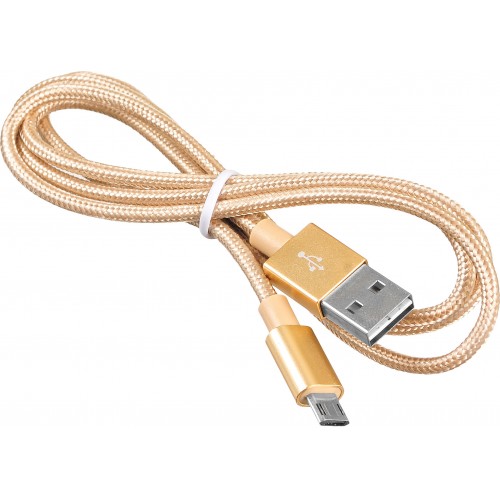 Кабель USB AM-microB 5pin, 1.0m Cadena S019, с подсветкой, золотой