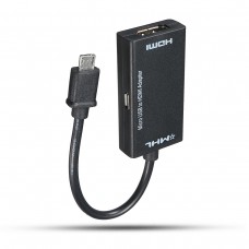 Кабель MHL, micro USB(m) - HDMI(f),  + micro USB(f) для доп. питания источника сигнала