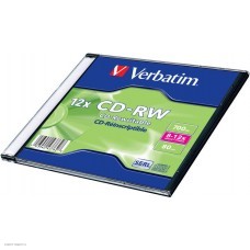 Диск CD-RW 700Mb Verbatim 12x Slim (1 диск)