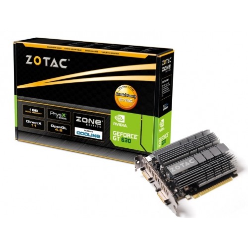 Видеокарта PCI-E GeForce GT630 Zotac ZONE EDITION DDR3 1Gb 750/1333Mhz, 128 бит,passive cool.,DVI/HDMI, retail