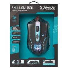 Мышь Defender Skull GM-180L игровая + коврик, оптическая, черн., USB, (5кн+кол/кн)