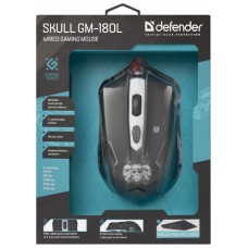 Мышь Defender Skull GM-180L игровая + коврик, оптическая, черн., USB, (5кн+кол/кн)