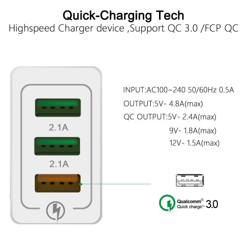 Быстрое зарядное устройство QC3.0 Lieve QC3.0-CC (5V, 9V, 12V) oem