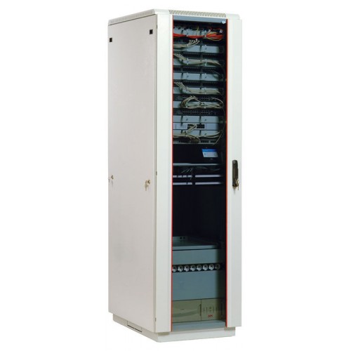 Шкаф телекоммуникационный напольный 42U (600x600) дверь стекло (3 места)