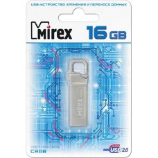 Флеш-диск USB 16Gb, Mirex Crab (13600-ITRCRB16) с карабином, серебр. металлик