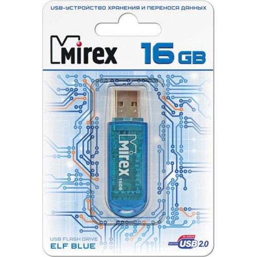 Флеш-диск USB 16Gb, Mirex Elf (13600-FMUBLE16) синий