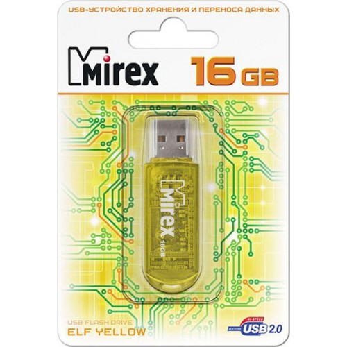 Флеш-диск USB 16Gb, Mirex Elf (13600-FMUYEL16) желтый