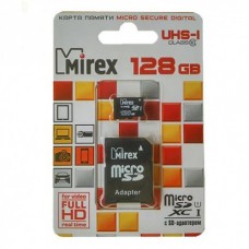 Карта памяти Mirex microSDXC 128Gb Class 10 UHS-I + адаптер (13613-AD10S128)