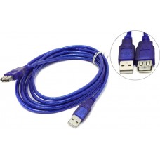 Кабель USB 2.0 Am-Af удлинитель 5.0м Telecom, прозрачная, голубая изоляция (VUS6956)