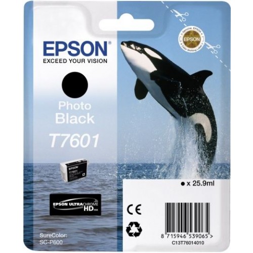 Картридж струйный Epson T7601 C13T76014010 фото черный (25.9мл) для Epson SureColor SC-P600