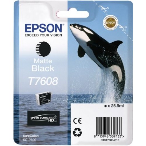 Картридж струйный Epson T7608 C13T76084010 черный матовый (25.9мл) для Epson SureColor SC-P600