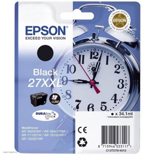 Картридж струйный Epson T2791 C13T27914022 черный (34.1мл) для Epson WF7110/7610/7620