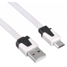 Кабель Buro micro USB B (m) USB A(m) 1м белый плоский