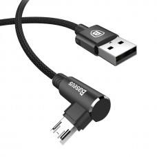 Кабель USB AM-microB 5pin, 0.5m Baseus CAMMVP-C01, QC3.0, 2-х стор, угловой, нейлон.оплетка, черный