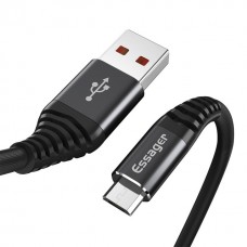 Кабель USB AM-microB 5pin, 2.0m Essager EXCM-MFA01, черная TPE оплетка