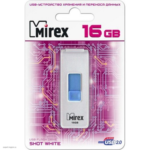 Накопитель USB 16Gb, Mirex Shot (13600-FMUWST16) Белый
