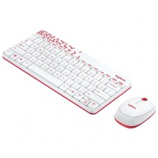Комплект Logitech MK240 White (белый с красным рисунком)
