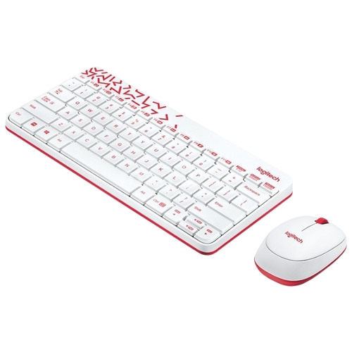 Комплект Logitech MK240 White (белый с красным рисунком)
