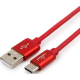 Кабель USB 2.0 Cablexpert, AM/microB, серия Platinum, длина 1м, красный, нейлоновая оплетка, блистер