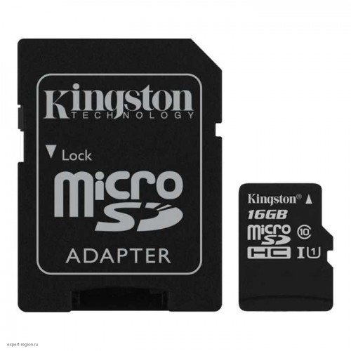 Флеш карта microSDHC 16Gb Class10 Kingston SDCS2/16GB Canvas Select Plus + adapter