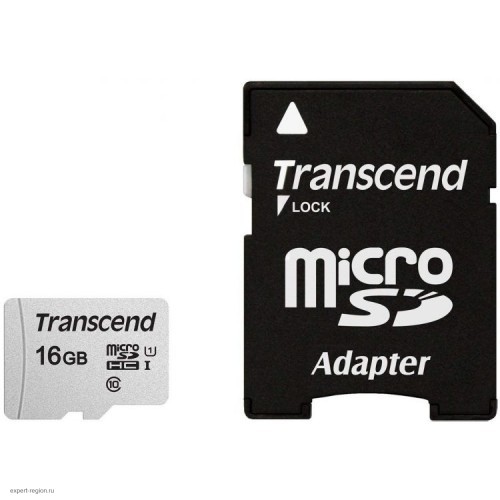 Флеш карта microSDHC 16Gb Class10 Transcend TS16GUSD300S-A + adapter