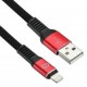 Кабель Digma USB A (m) Lightning (m) 1.2м черный/красный плоский