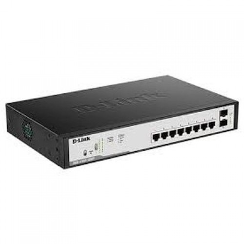 Коммутатор D-Link DGS-1100-10MP/C1A, L2 Smart Switch with 8 10/100/1000Base-T ports and 2 1000Base-X SFP ports (8 PoE ports 802.3af/802.3at(30 W), PoE Budget 130 W).16K Mac address, 802.3x Flow Control, 802.3a