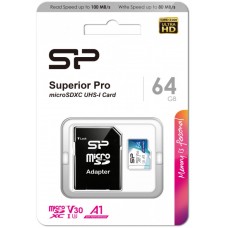 Флеш карта microSDXC 64Gb Class10 Silicon Power SP064GBSTXDU3V20AB Superior Pro Colorful + adapter