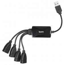 Разветвитель USB 2.0 Buro BU-HUB4-0.3-U2.0-Splitter 4порт. черный