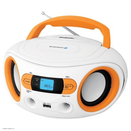 Аудиомагнитола BBK BS15BT белый/оранжевый 2Вт/MP3/FM(dig)/USB/BT
