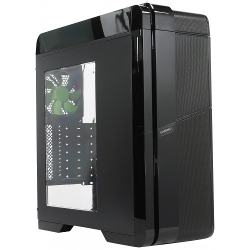 Корпус ATX GameMax G536-B черный,зеленая подсветка, без БП, USB3.0 на передней панели