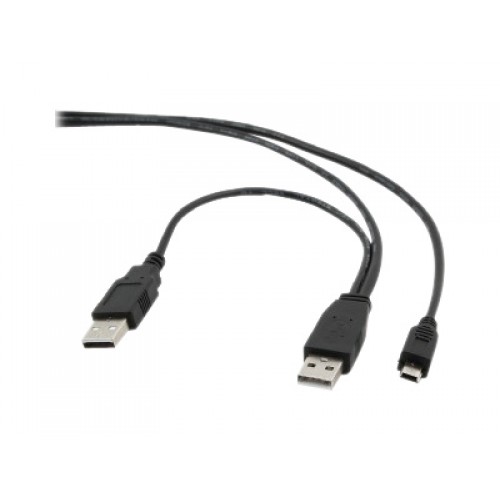 Кабель USB 2.0 2xAm-miniBm 5P 0.9м Gembird Pro, экран, черный (CCP-USB22-AM5P-3)