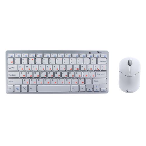 Комплект беспроводной Gembird KBS-7001-RU Silver/Black (клавиатура+мышь) (USB) (мышь: 1000dpi) 