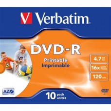 Диск DVD-R Verbatim 4,7Gb 16x,  5шт, Slim Case, цветные (43557)