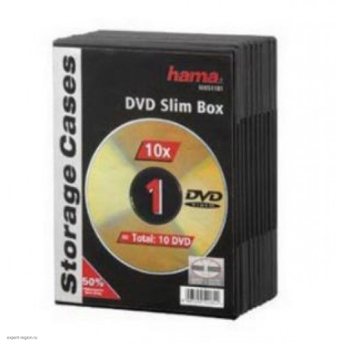 Коробка для CD/DVD Hama 10шт, Slim, черный (H-51181)