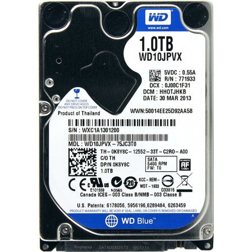 Накопитель HDD 1000 Gb Western Digital WD10JPVX Blue 