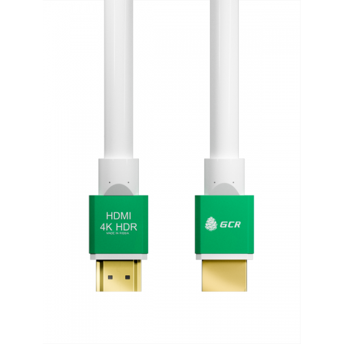 Кабель Greenconnect 1.0m HDMI версия 2.0, HDR 4:2:2, Ultra HD, 4K 60 fps 60Hz/5K*30Hz, 3D, AUDIO, 18.0 Гбит/с, 28/28 AWG, OD7.3mm, тройной экран, белый, AL корпус зеленый, GCR-51295 GCR-51295