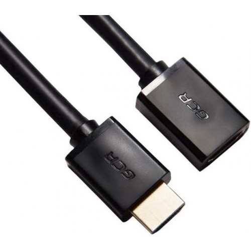 Удлинитель Greenconnect 1.0m v2.0 HDMI-HDMI черный, OD7.3mm, 28/28 AWG, позолоченные контакты, Ethernet 18.0 Гбит/с, 19M / 19F, GCR-HMFR6-BB3S-1m, тройной экран GCR-HMFR6-BB3S-1m