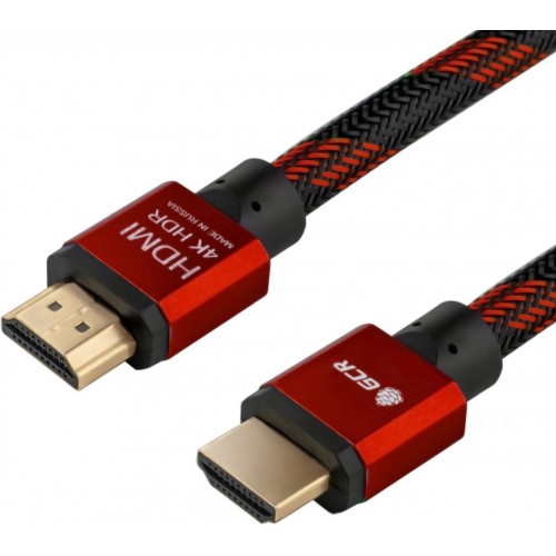 Кабель Greenconnect 0.5m HDMI версия 2.0, HDR 4:2:2, Ultra HD, 4K 60 fps 60Hz/5K*30Hz, 3D, AUDIO, 18.0 Гбит/с, 28/28 AWG, OD7.3mm, тройной экран, BICOLOR нейлон, AL корпус красный, GCR-51488 GCR-51488