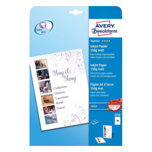 Бумага Avery Zweckform 2581 2599 A4/150г/м2/25л./белый матовое для струйной печати