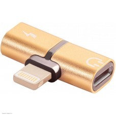 Адаптер-переходник Greenconnect USB 2.0 Lightning 8pin/jack 3,5mm аудио, золотистый, GCR-51150 