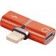 Адаптер-переходник Greenconnect USB 2.0 Lightning 8pin/jack 3,5mm аудио, красный, GCR-51149 