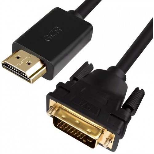 Кабель Greenconnect HDMI-DVI 0.5m черный, OD7.3mm, 28/28 AWG, позолоченные контакты, 19pin AM / 24+1M AM double link, GCR-HD2DVI1-0.5m, тройной экран 