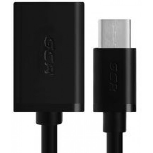 Переходник Greenconnect USB 2.0  Type C  0.15m черный, 28/28 AWG, CM / AF, экран, армированный, морозостойкий GCR-UC1AF-BB2S-0.15m