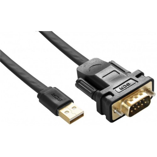 Конвертер-переходник Greenconnect 1.0m плоский, черный, 28/26 AWG, USB 2.0 AM / DB9 RS-232 PROF GCR-UOC5M-BCG-1.0m, чипсет PL2303RA 