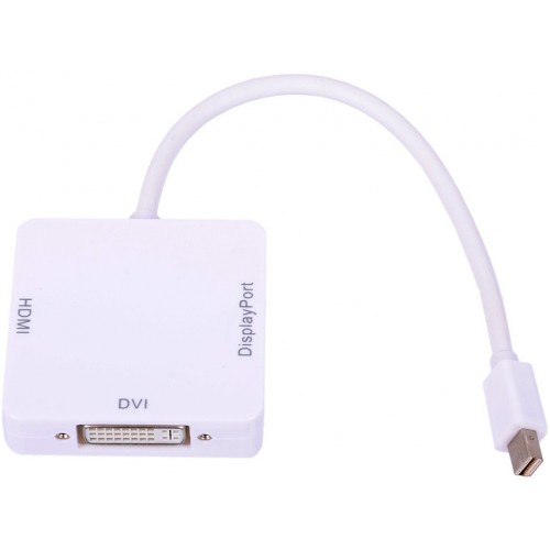 Адаптер-переходник Greenconnect Apple mini DisplayPort 20M > DisplayPort 20F/HDMI 19F/DVI 25+4F, белый, 33-050583 